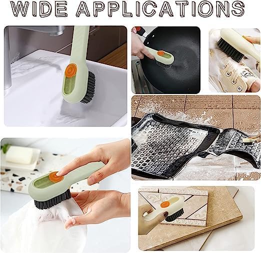Multifunctional Shoe Brush with Liquid Box, Household Soft Fur Liquid Cleaning Shoe Brush, Long Handle Shoe Brush Press Type Automatic Liquid Shoe Brush