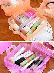 Plastic 3 Tier Stackable Adjustable 18 Compartment Slot Snap (Light Pink)