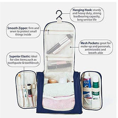 Cosmetic Organizer Toiletry Bag with Hook Grooming Travel Kit Makeup Organizer Case for Men and Women Cosmetic Storage Pouch (Navy Blue)