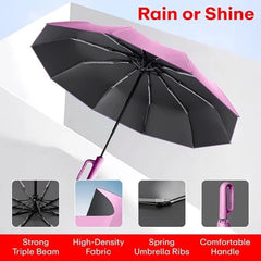 Umbrella for Men Women || Folding Umbrella With Carabiner Handle (Pink)