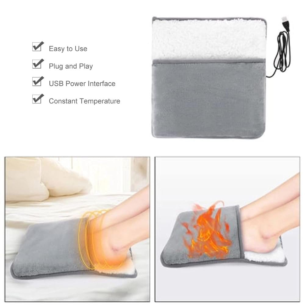 Household Foot Heating Pad with USB Electric Heated Warmer, Large Pocket Design for Winter Comfort, Constant Temperature Soft Warmer for Home, Office, and Dorm Energy Efficient Use