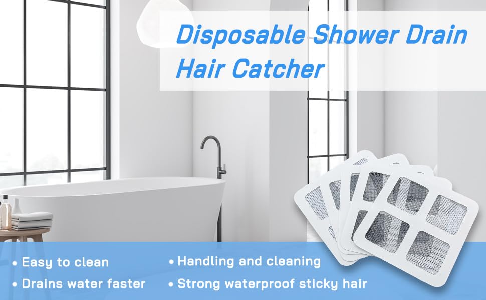 Disposable Shower Drain Hair Catcher, Drain Hair Catcher Waterproof Mesh Stickers for Bathroom Accessories, Apartment Essentials for Kitchen, Sink, Bathtub (10 pcs)