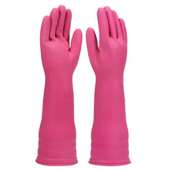 Dishwashing Gloves, Reusable Kitchen,Household and Industrial Cleaning Gloves, Long Sleeve, Thick Latex, Cleaning, Washing, Working, Painting, Gardening Gloves (Pink)