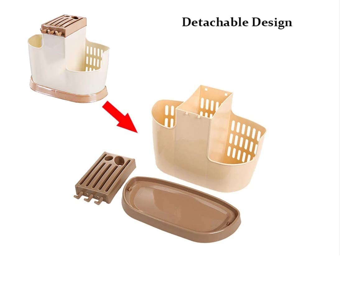 Plastic Multi Functional Chopsticks Holder Kitchen's Spoons, Knife & Other Cutlery Storage Holder Stand with Removable Draining Tray