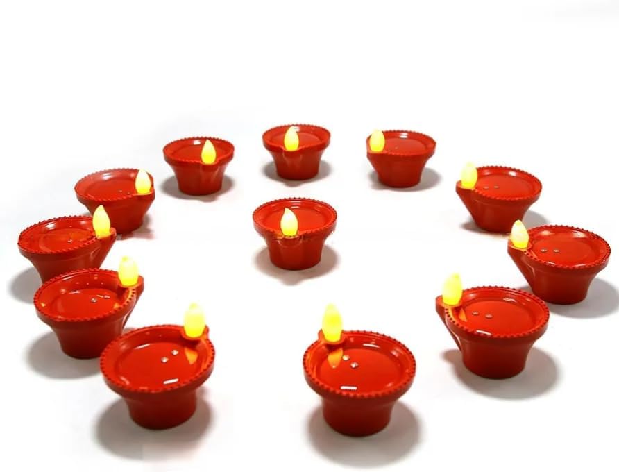 LED Light Water Lit Diya Sensor E-Diya, No Electricity Needed | (Pack of 6)