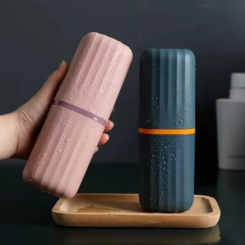 Travel Tooth Brush Holder for Bathroom Square Toothbrush Holder for Travel, Portable Toothbrush Case & Tooth Brush Cover Box Organizer for Traveling, Camping, & Business Trips (Pink)