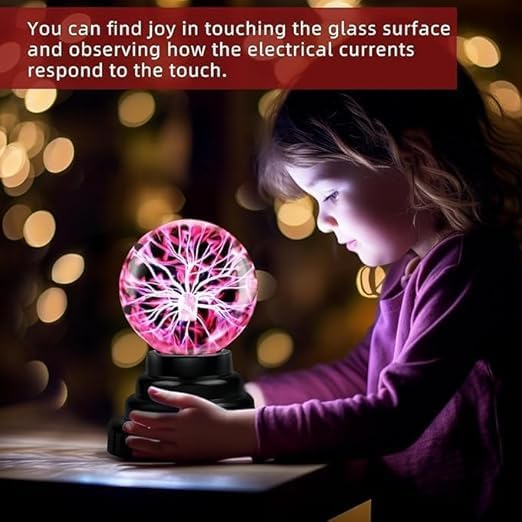 Plasma Ball/Light/Lamp, Static Electricity Globe Electric Lightning Ball, Touch Sensitive, USB Powered, Amazing Gift for Parties, Birthday and Holiday, 3 Inch