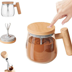 OYZEKX Electric Self-Stirring Coffee Mug Borosilicate Mixing Cup with Lid for Effortless Coffee, Milk, and Protein Powder Mixing at Home, Office, or Travel (400 ml)