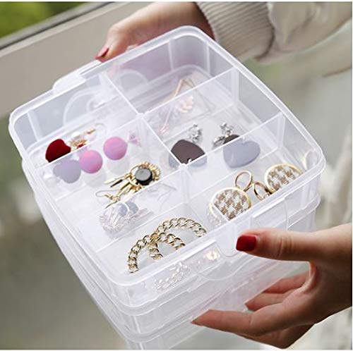 Plastic 3 Tier Stackable Adjustable 18 Compartment Slot Snap-Lock Bead Craft Jewellery Tool Organiser (White)