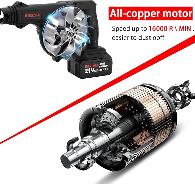 Mini Blower Black | 2 in 1 Cordless Small Blower | Rechargeable | Compact Blower for Inflating, Blowing Leaf, Cordless Blower| Multifunctional Blower Plus Vacuum, Cleaner and Blower