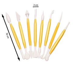 Package of 8 with 16 Different Shapes Exclusive Modeling Set for Fondant Gum Paste Sugar Craft and Cake Decoration Clay Modelling Tools Set, multi color