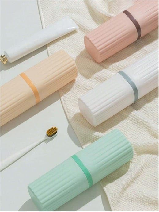 Travel Tooth Brush Holder for Bathroom Square Toothbrush Holder for Travel, Portable Toothbrush Case & Tooth Brush Cover Box Organizer for Traveling, Camping, & Business Trips (Pink)