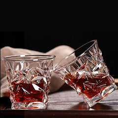 6 PCS SET Premium Crystal Whiskey Glasses | Old Fashioned Tumblers for Scotch, Bourbon,Cocktails,Diamond Crystal Cut Whiskey GLASS (310 ML)