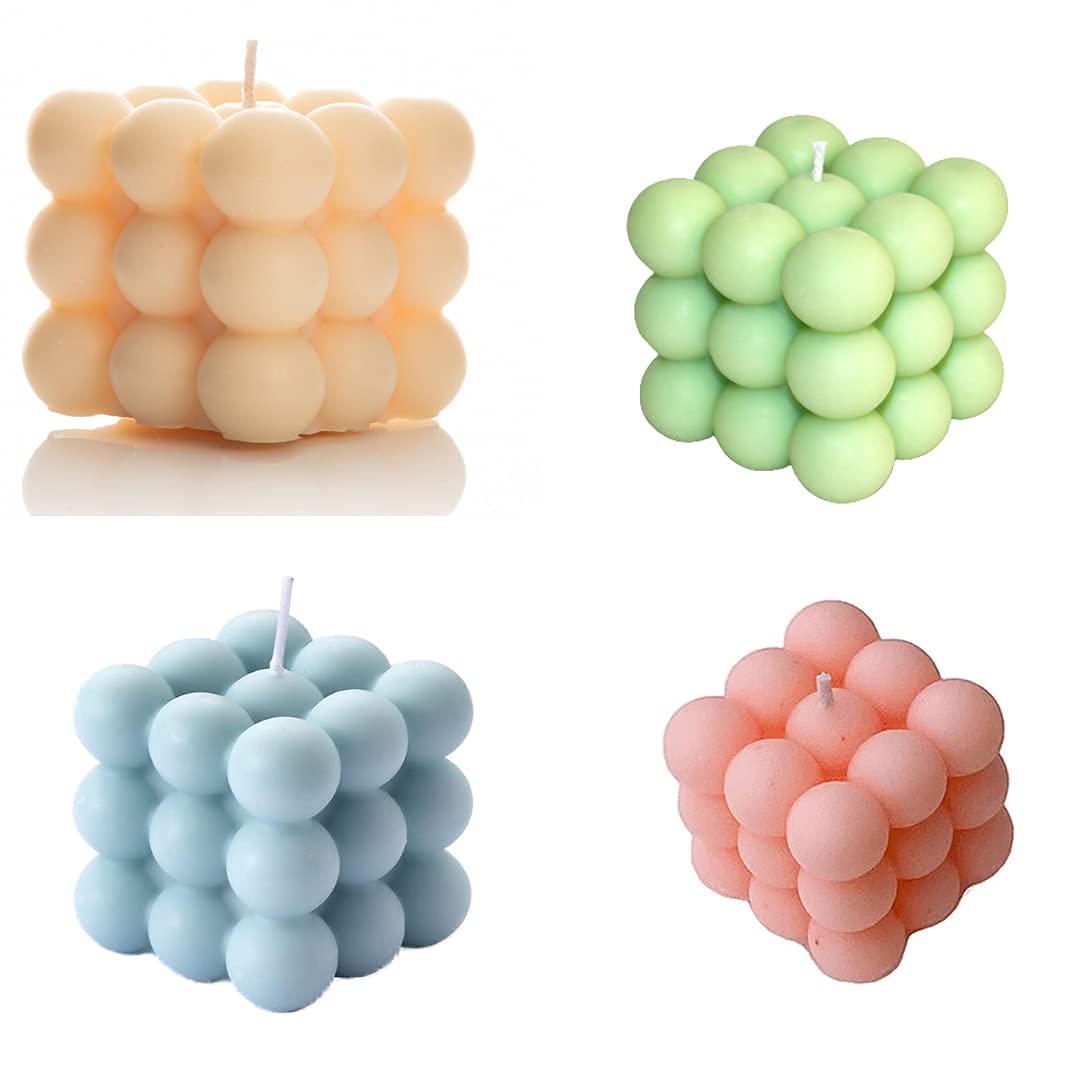 Bubble Cube Candle Premium Unscented Bubble Cube Candle Hand-Poured (2 pc)