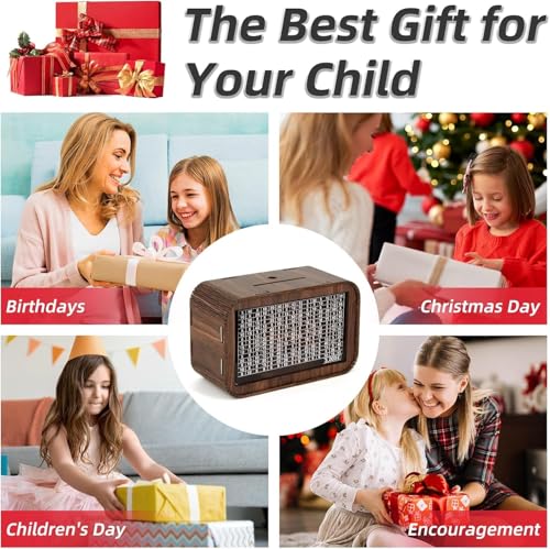 Money Bank Wooden Piggy Bank for Kids & Adults, Coin Box with Carved Design, Savings Box, Mini Bank, Wooden Coin Box, Money Saver, Piggy Bank with Numbers