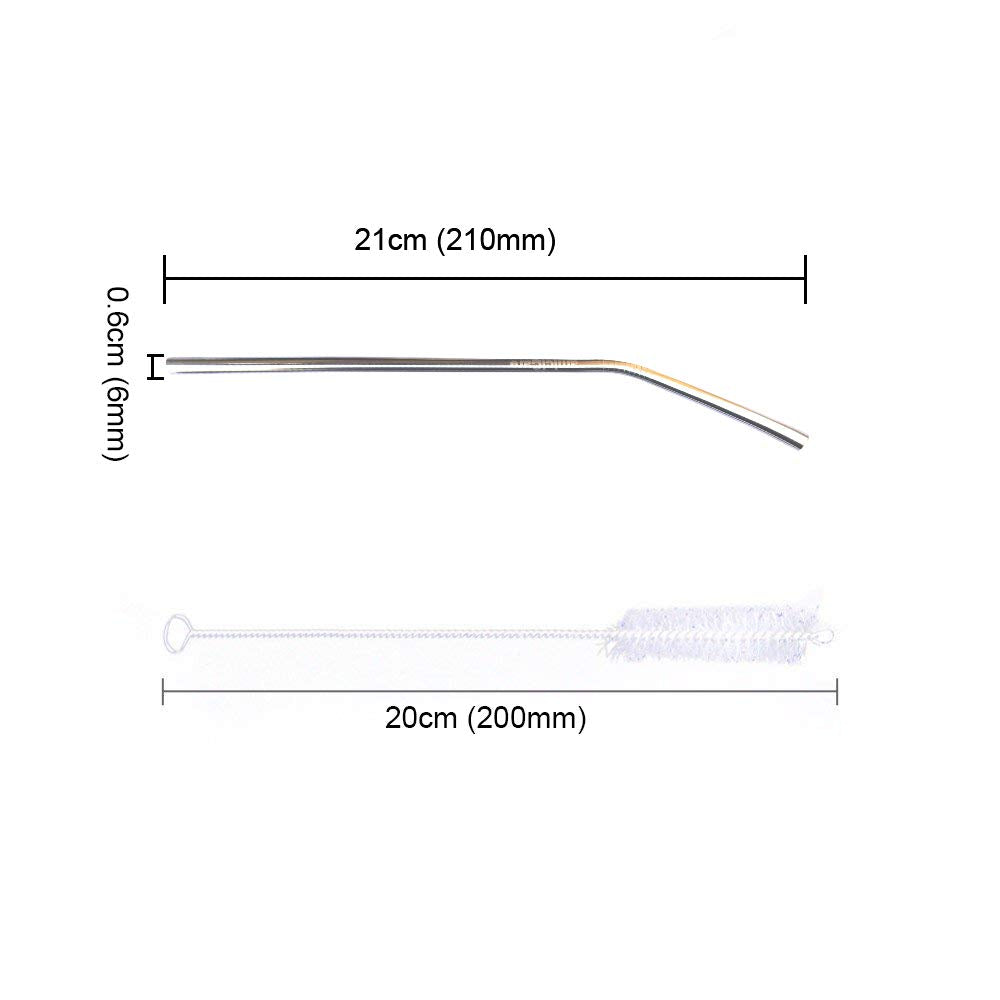 Steel Straws, Bended Stainless Steel Straws for Drinking, Extra Wide Straws for Smoothie, Milkshake Straw, Cold Drink Straw, Reusable Straws, BPA Free, 8 inch Long (8 Bent Straw)