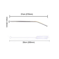 Steel Straws, Bended Stainless Steel Straws for Drinking, Extra Wide Straws for Smoothie, Milkshake Straw, Cold Drink Straw, Reusable Straws, BPA Free, 8 inch Long (8 Bent Straw)