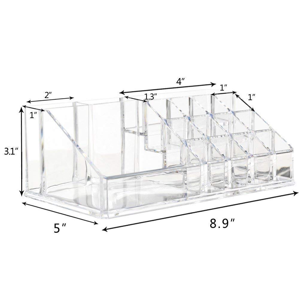 Acrylic Makeup Cosmetic Organizer, 16 Sections Cosmetic Lipstick Makeup Organiser Display Storage Stand Holder