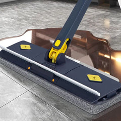 Flat Microfiber Floor Cleaning Mop with Scraper with 360 Rotating Head, Self-Wringings Hands-Free Automatic Water Squeezing Mop for Floors,Kitchen,Wall,Bathroom,Toilet Household Cleaning Mop