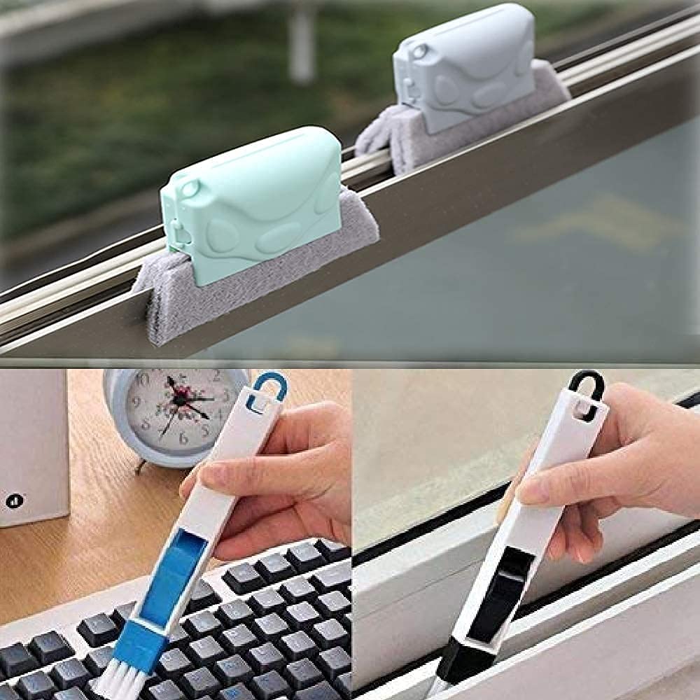 Bathroom Toilet Kitchen Glass Wall Folding Sponge Cleaning Brush with Window Cleaning Tool and Car Body Cleaner (Groove + Window Cleaner)