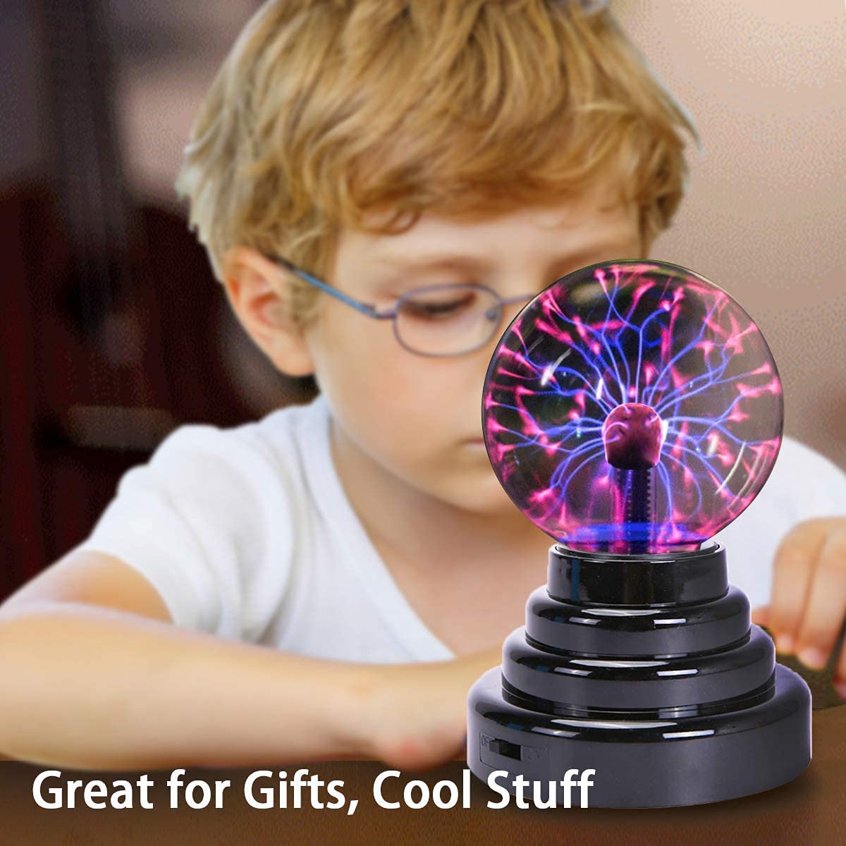 Plasma Ball/Light/Lamp, Static Electricity Globe Electric Lightning Ball, Touch Sensitive, USB Powered, Amazing Gift for Parties, Birthday and Holiday, 3 Inch