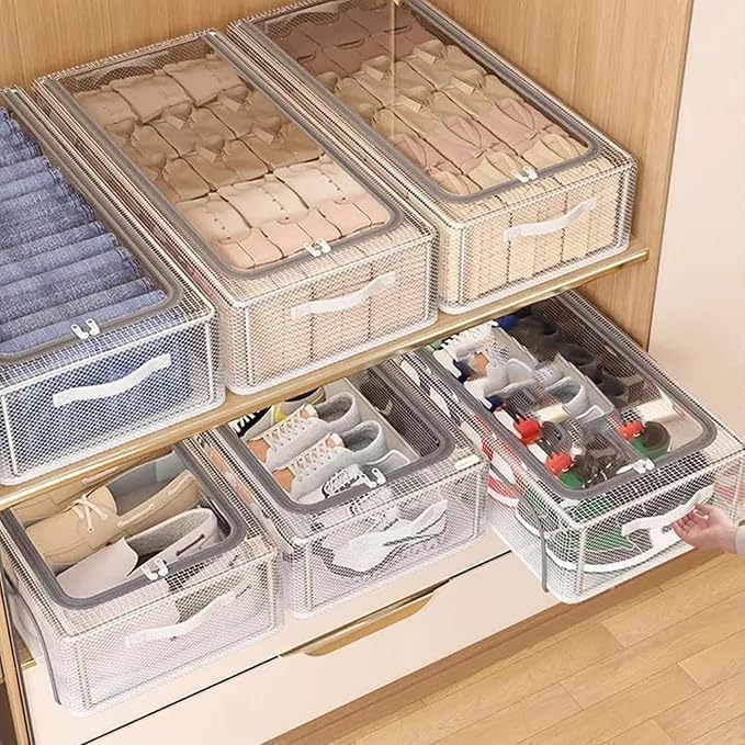 Clear Foldable Shoe Bag | Shoe Box Organizer | Transparent Shoe Rack | Dustproof Shoe Cover | Space-Saving Sneaker Box | Foldable & Easy to Clean | Storage Organizer Rack (1, Big)