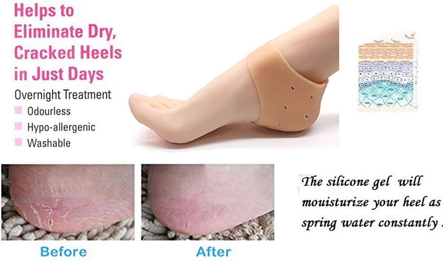 Half Heel Socks Anti Crack Silicon Gel Heel And Foot Protector Moisturizing Socks for Foot Care, Pain Relief And Heel Cracks Free Size For Men And Women - Free Size (1 Pair)
