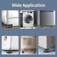 Washing Machine Vibration Pads, Floor Trays, Refrigerator Stand, Washing Machine Stand,Height Adjustment Feet for Refrigerators, Fridge Stands with Anti-Slip Rubber (4 Pcs Set) (Grey-Round)
