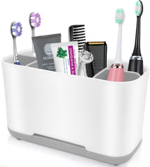 Razor Shaving Kit and Toiletries Cosmetics Organizer,Toothbrush Caddy, Bathroom Toothbrush Toothpaste Tube Holders Organizer Container Stand Storage Box for Easy-Store (Grey)