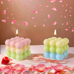 Bubble Cube Candle Premium Unscented Bubble Cube Candle Hand-Poured (2 pc)
