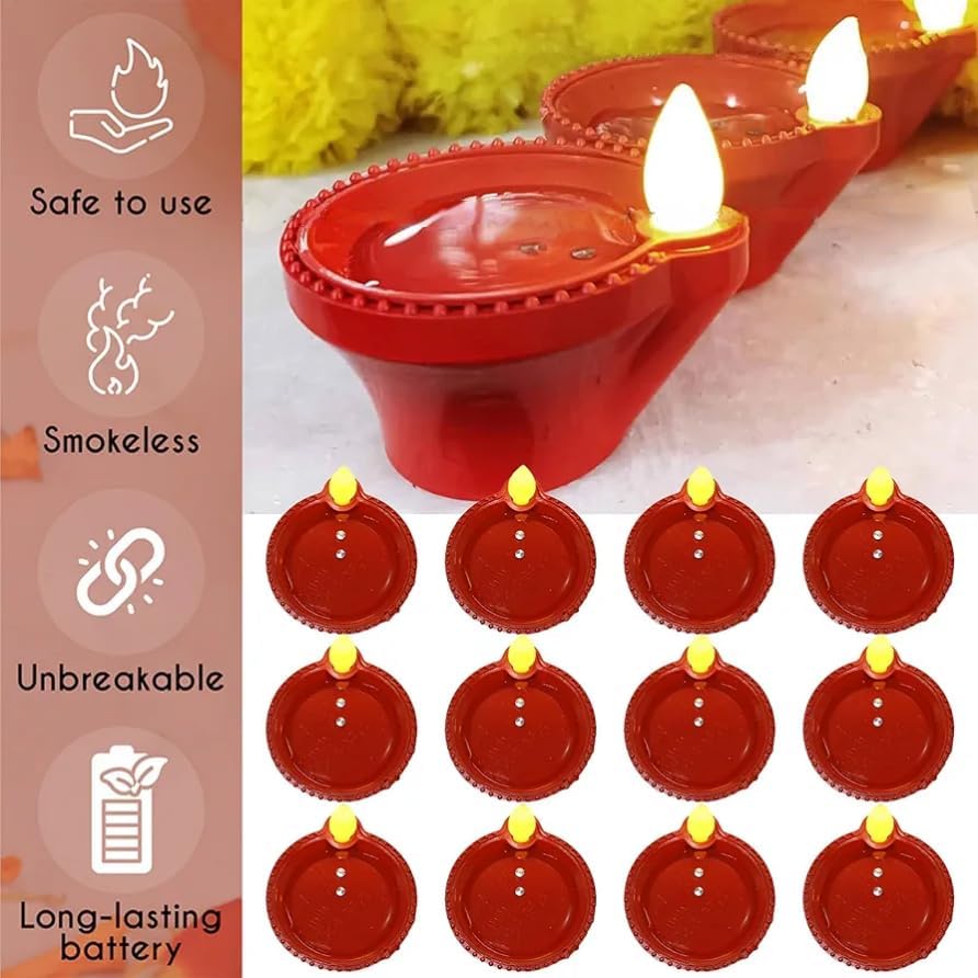 Water Sensor Eco-Friendly Led Diyas Candle E-Diya, (Pack of 4)