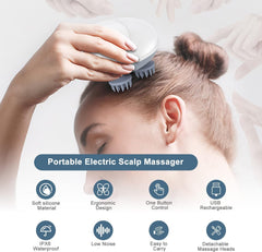 Gifts for Men Women Electric Scalp Massager, Hair Kneading Massager, Smart Head Massage Scalp with 4 Massage Heads Deep Clean and Stress Relax, Body Massager for Muscles Shoulder Calf