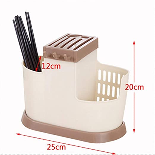Plastic Multi Functional Chopsticks Holder Kitchen's Spoons, Knife & Other Cutlery Storage Holder Stand with Removable Draining Tray