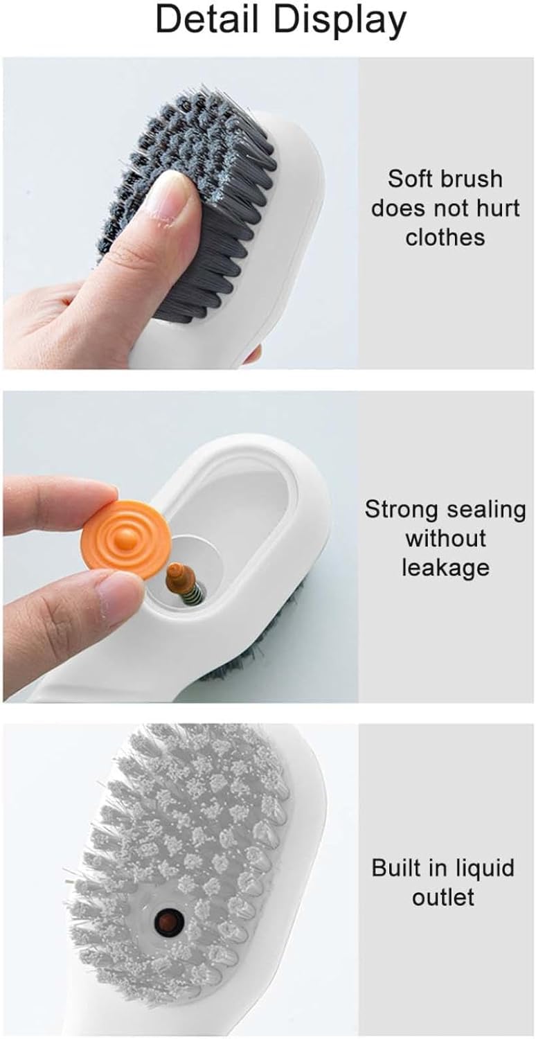 Multifunctional Shoe Brush with Liquid Box, Household Soft Fur Liquid Cleaning Shoe Brush, Long Handle Shoe Brush Press Type Automatic Liquid Shoe Brush
