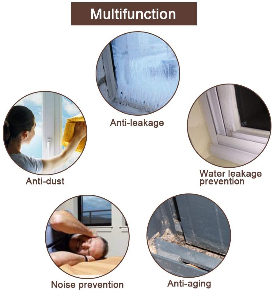 Door Seal D-Type Strip Weather Stripping Self Adhesive Foam for Doors and Windows, Soundproofing Weathers trip Gap Collision Avoidance (Pack of 2, Brown) (2)