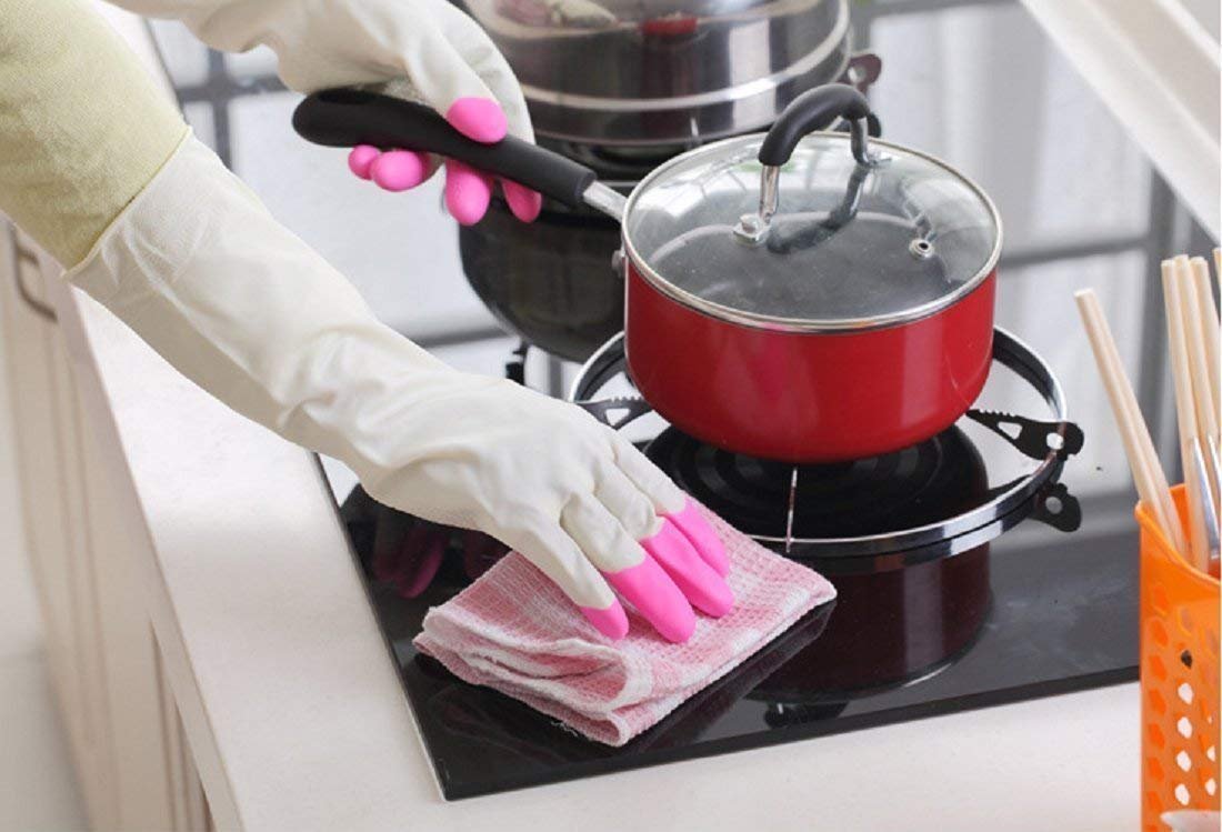 Reusable Heavy Duty Hand gloves for Dishwashing, gardening, kitchen cleaning Non-Slippery & Durable Long Elbow Length(Inner cotton lining for comfort