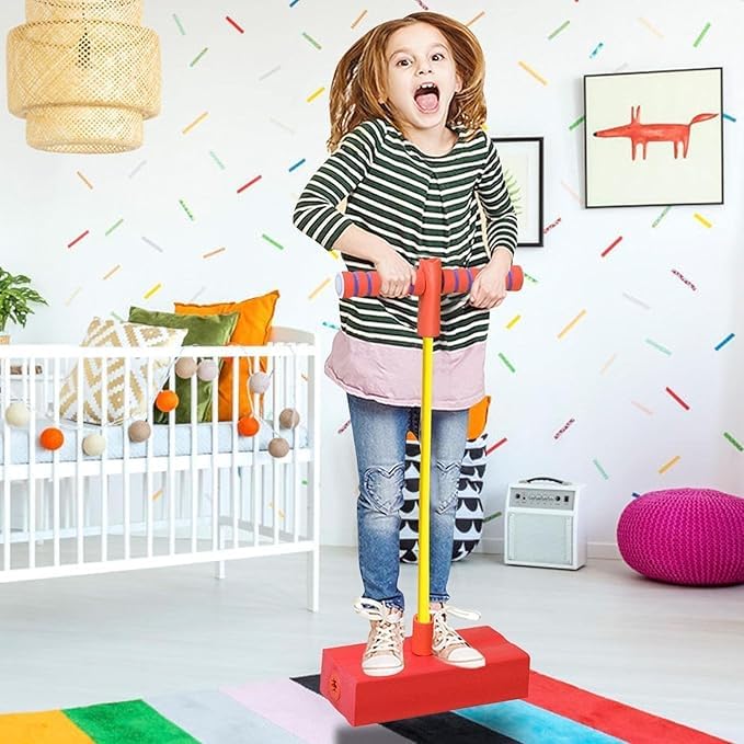 Pogo Stick Toys for Boys Girls, Indoor & Outdoor Bouncing Jumper for Toddlers Age 3 and Up Garden Toys, Safe & Durable Foam Bungee Jumping Stick Makes Squeaky Sounds Improves Balance