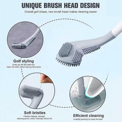 Silicon Toilet Brush with Slim No-Slip Long Handle, Flex Toilet Brush Anti-drip Set, 360 Deep Golf Head Brush Toilet - Bathroom Cleaning Brush (Golf Shape Toilet Brush)