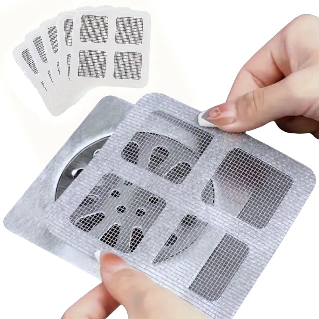Disposable Shower Drain Hair Catcher, Drain Hair Catcher Waterproof Mesh Stickers for Bathroom Accessories, Apartment Essentials for Kitchen, Sink, Bathtub (10 pcs)