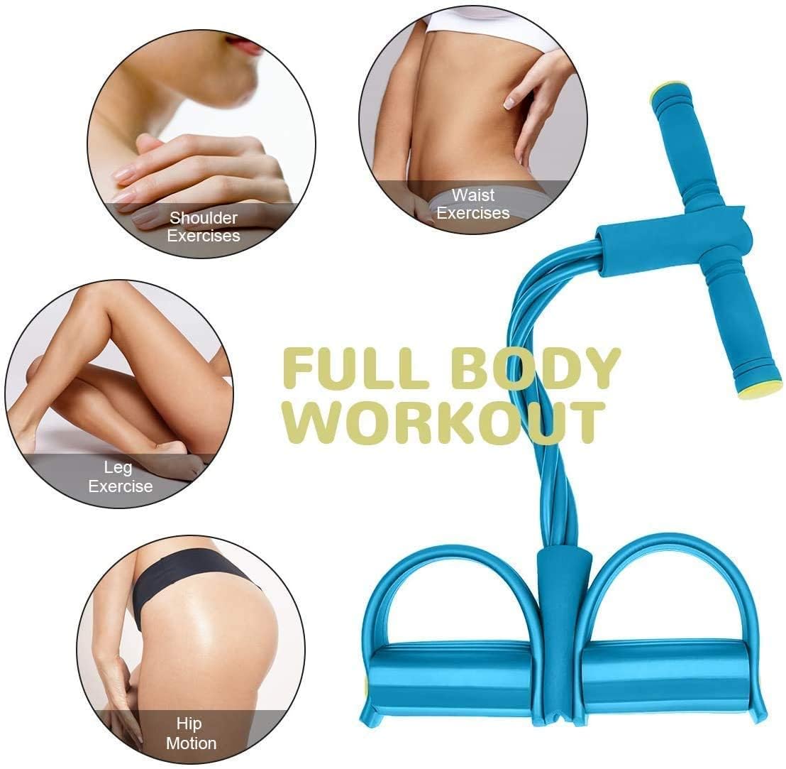 Pull Reducer Training Bands Natural Rubber 4 Tubes Body Trimmer Pedal Exerciser Yoga Crossfit Exercise, Arm Exercise, Tummy Body Building Training Men and Women