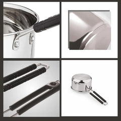 Heavy Gauge Stainless Steel Sauce Pan, Tea Pan, Milk Pan Pot Tapeli Patila (Silver 1.5Litre)