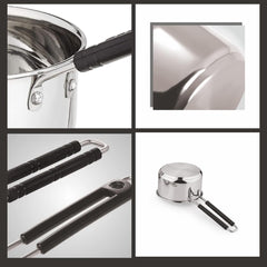 Heavy Stainless Steel Combo Milk Pan/Sauce Pan/Tea PAN/Stainless Steel Sauce Pan, Milk Pan Bhagona 3 pcs (Silver)