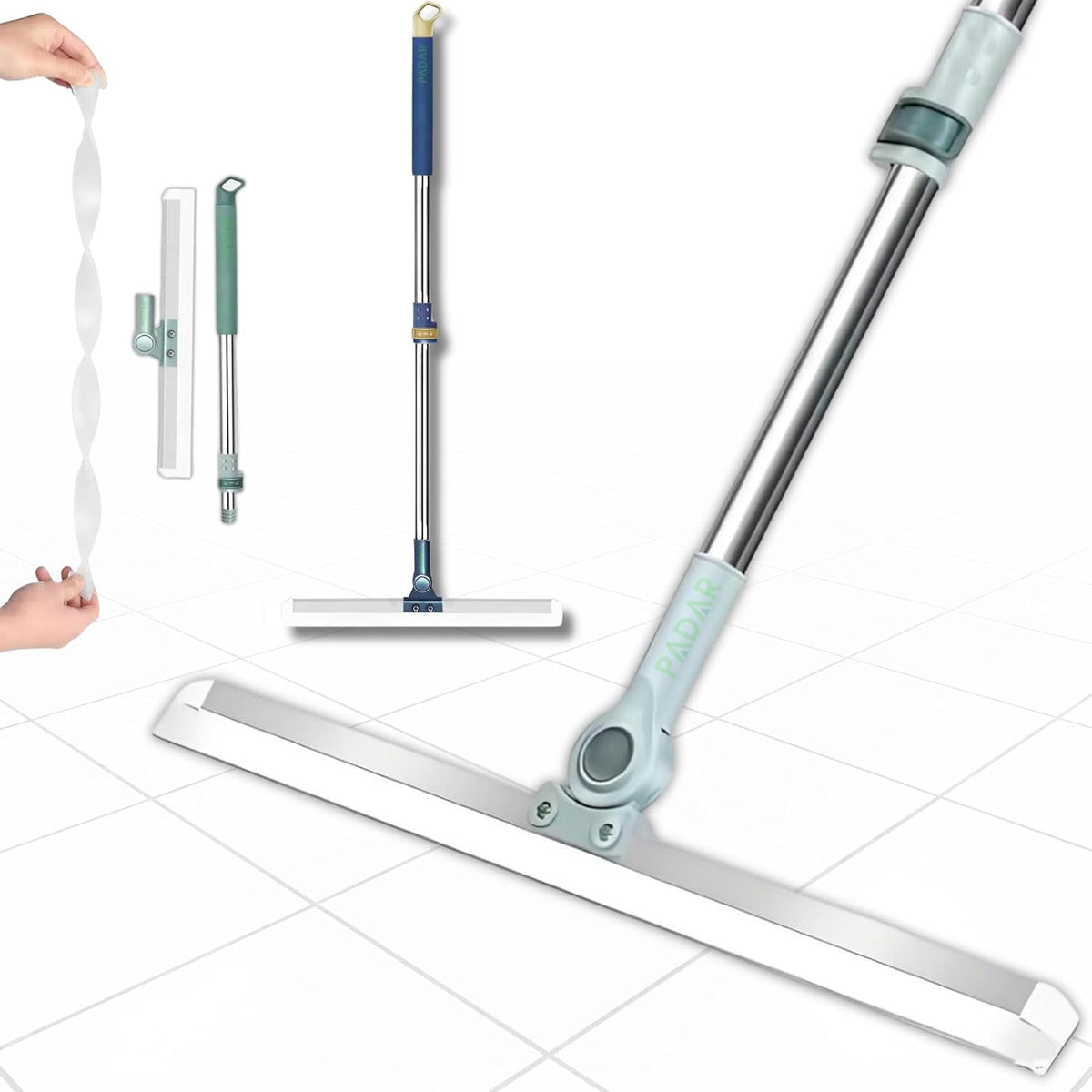 Magic Broom Sweeper for Floor Cleaning – Multifunctional Silicone Wiper Mop with Stainless Steel Extendable Handle – Wet & Dry Use – Bathroom Floor Wiper & Window Squeegee Viper for Home