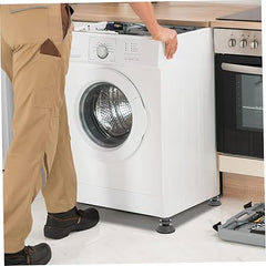 Washing Machine Vibration Pads, Floor Trays, Refrigerator Stand, Washing Machine Stand,Height Adjustment Feet for Refrigerators, Fridge Stands with Anti-Slip Rubber (4 Pcs Set) (Grey-Round)
