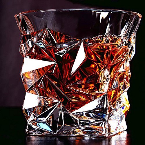 6 PCS SET Premium Crystal Whiskey Glasses | Old Fashioned Tumblers for Scotch, Bourbon,Cocktails,Diamond Crystal Cut Whiskey GLASS (310 ML)