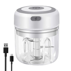 Rechargeable Mini Electric Chopper, Food Grade Bowl, Stainless Steel Blades, One Touch Operation, for Mincing Garlic, Ginger, Onion, Vegetable, Meat, Nuts, 250 ML