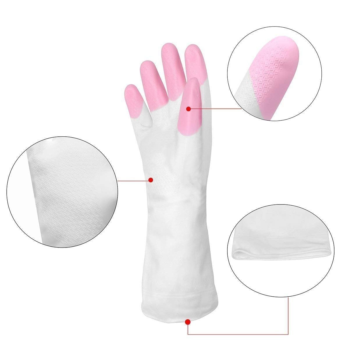 Reusable Heavy Duty Hand gloves for Dishwashing, gardening, kitchen cleaning Non-Slippery & Durable Long Elbow Length(Inner cotton lining for comfort
