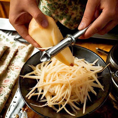 Stainless Steel Peeler for Vegetables and Fruits, 3 in 1 Peeler for Kitchen Multifunctional Double-Edged Julienne and Serrated Blades, Vegetable Peelers for Salad Preparation (Silver/Black)