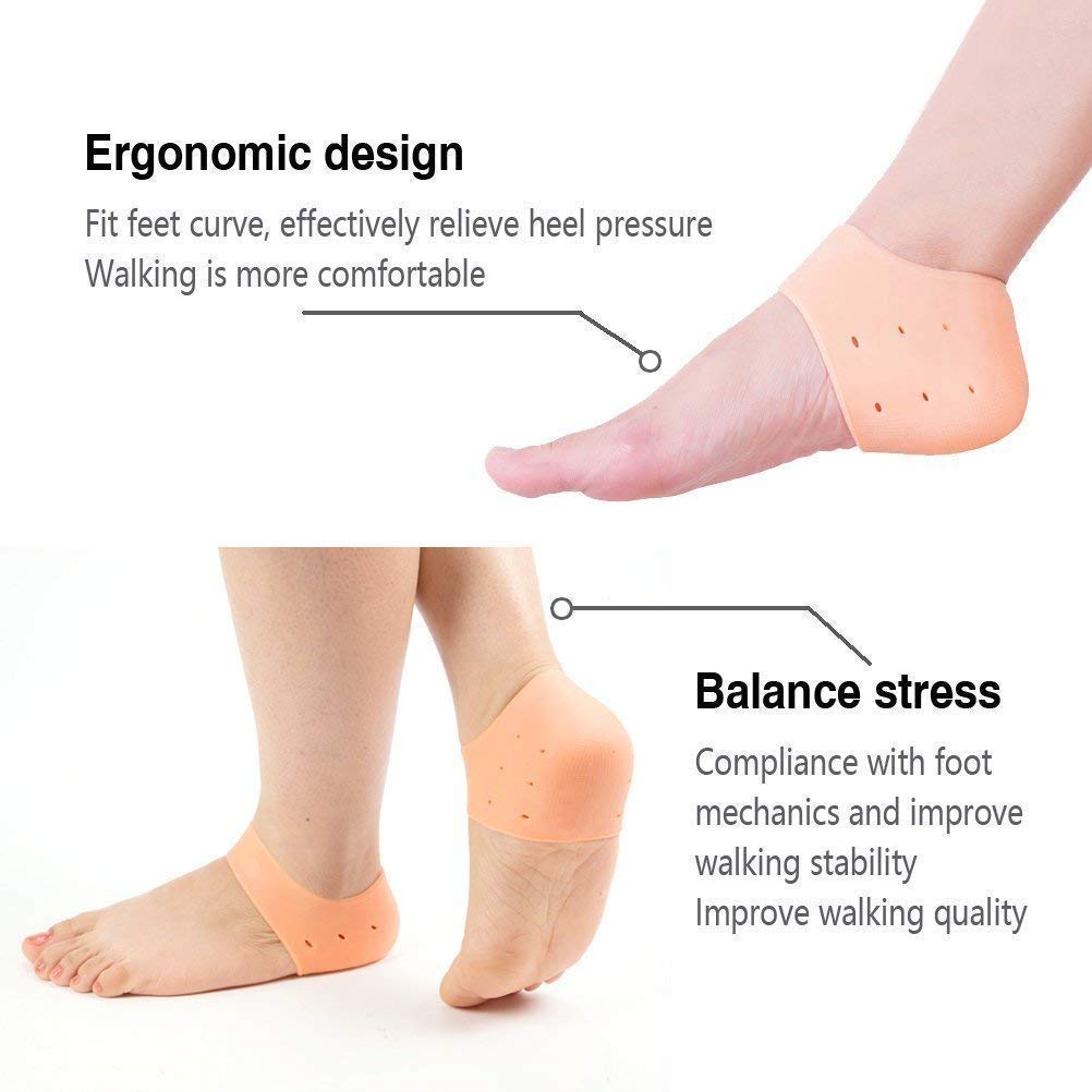 Half Heel Socks Anti Crack Silicon Gel Heel And Foot Protector Moisturizing Socks for Foot Care, Pain Relief And Heel Cracks Free Size For Men And Women - Free Size (1 Pair)
