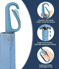 Umbrella for Men Women || Folding Umbrella With Carabiner Handle || 10 Reinforced Ribles || Windproof and Sunproof || Auto Umbrella Big Size for Men/Women/Kids (Sky)